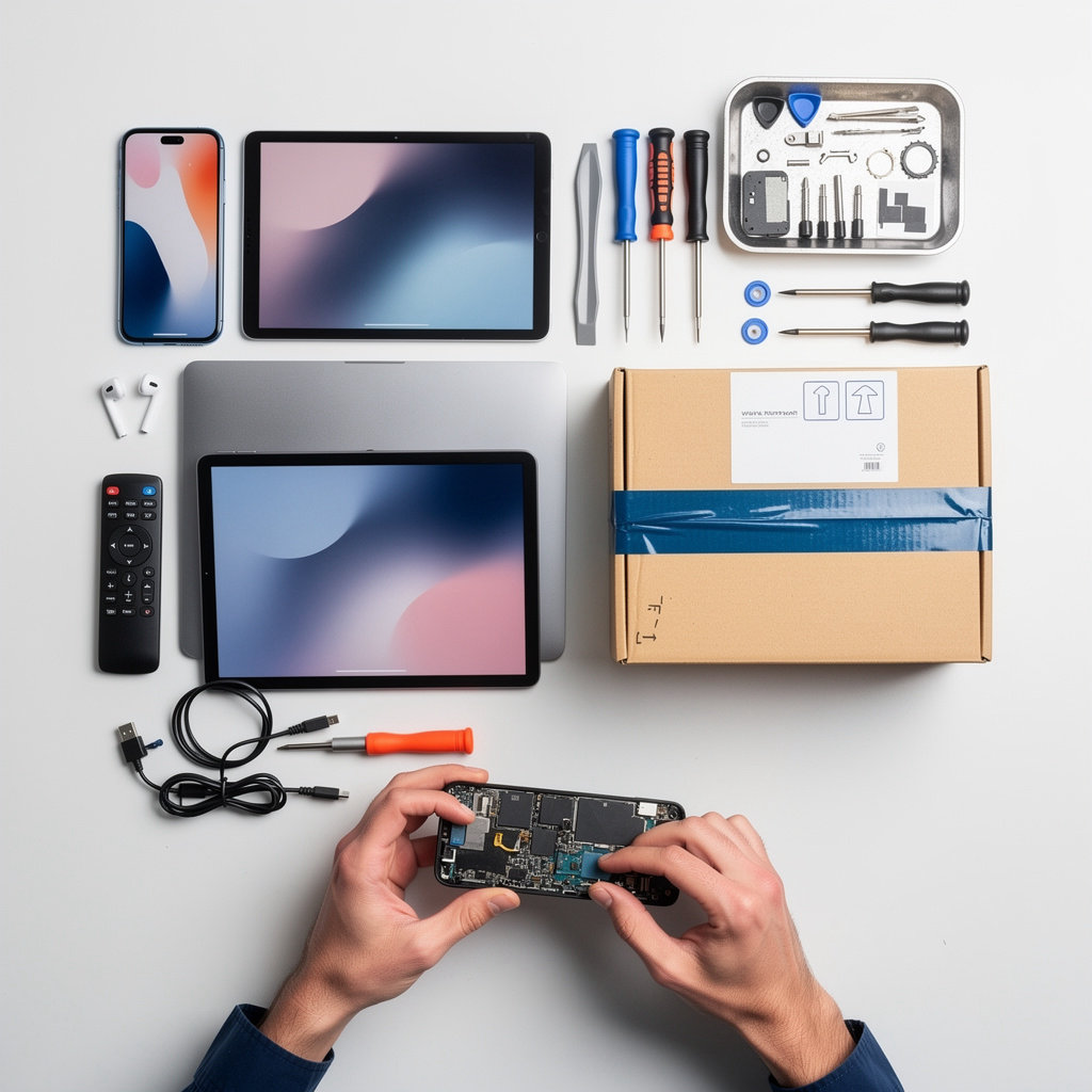 94121 electronics marketplace offering phones, laptops, tablets, and repair services in Kuwait